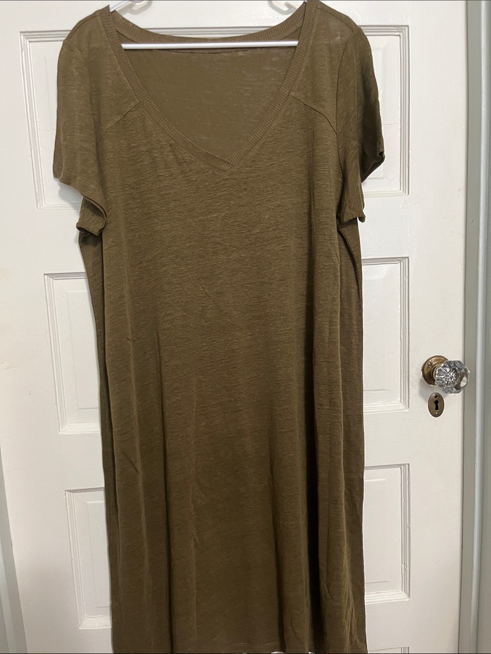Eileen Fisher Olive V-Neck Short Sleeve Tunic